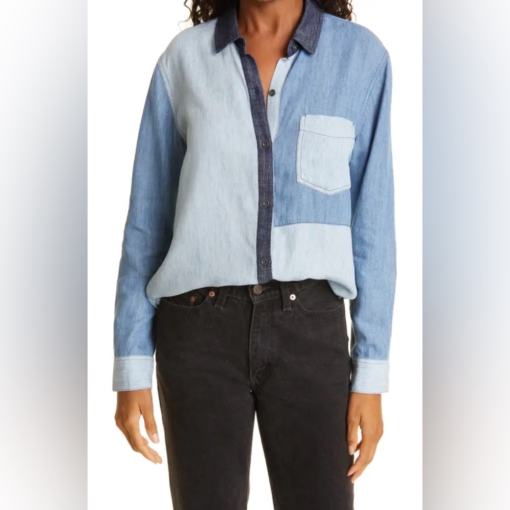 RAILS Zoe 🇨🇳 colour block denim button up small
